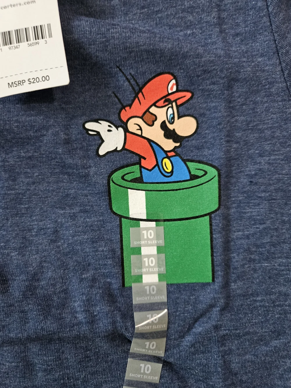 Carter's Blue Super Mario Graphic Tee with Green Pipe